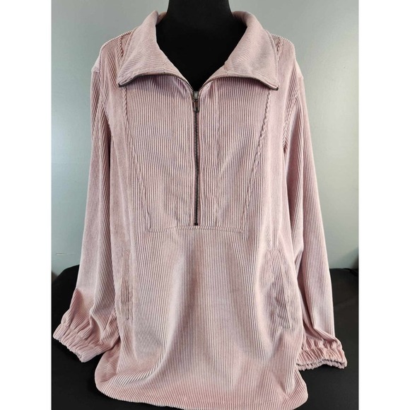 Urban Daisy half zip corduroy pull over womens sz large pink - Picture 1 of 8